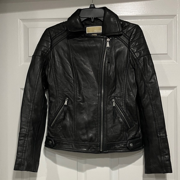 Michael Kors Black Leather Jacket Size Small
